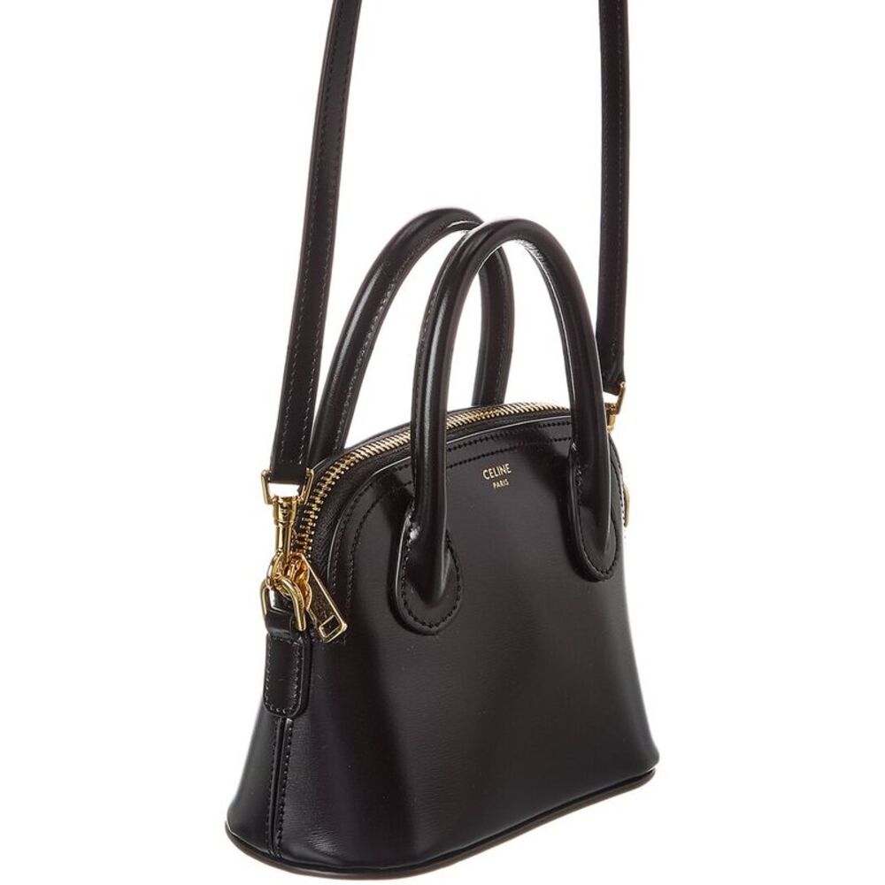 Celine Honorine Mini Triomphe Leather Satchel, Black - Picture 3 of 4